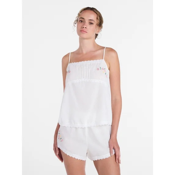 Joyspun Women's Sleep Cami and Shorts Set with Lace Trim, Sizes XS-3X | Walmart (US)