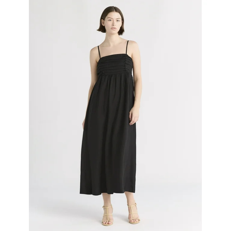 Free Assembly Women's Pleated Linen Blend Maxi Dress, Sizes XS-XXXL | Walmart (US)