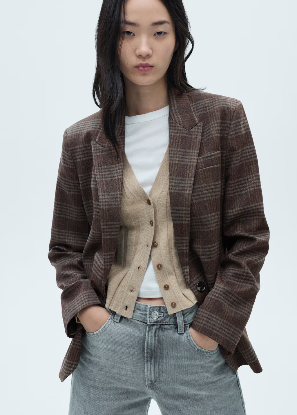 Straight-fit check blazer | Mango (US/MX/AU)