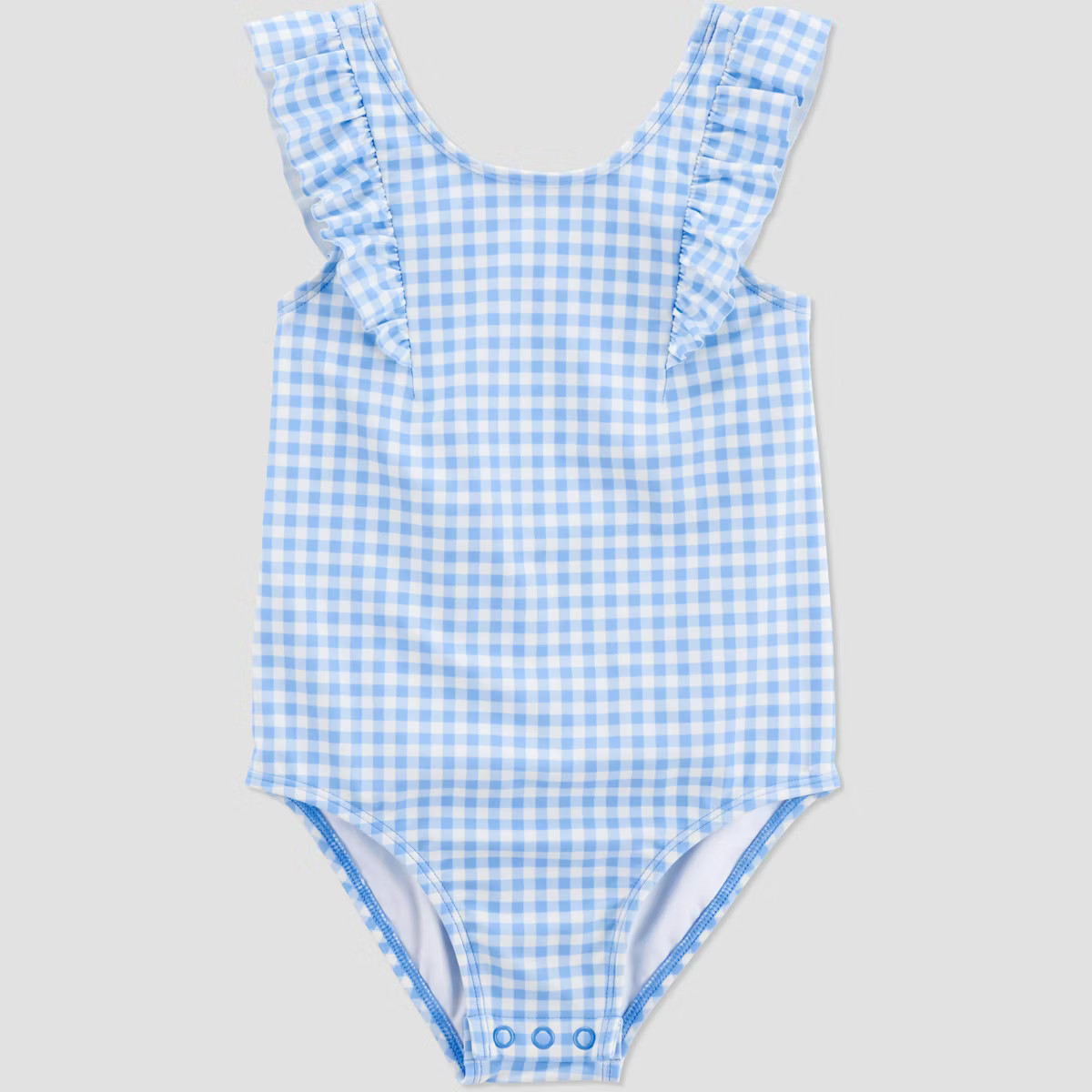 Carter's Just One You® Toddler Girls' Ruffle Gingham One Piece Swimsuit - Blue | Target