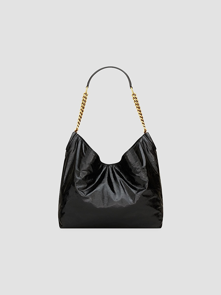Women's Hortense Small Hobo Bag in Shiny Leather - Black | Saks Fifth Avenue
