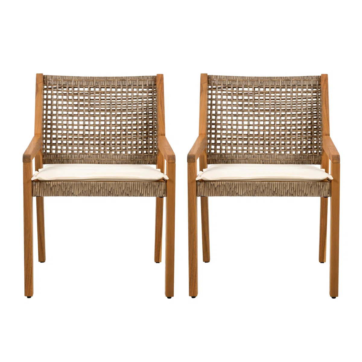 Outdoor Patio Acacia Wood Wicker Club Chair (Set of 2) | Wayfair North America