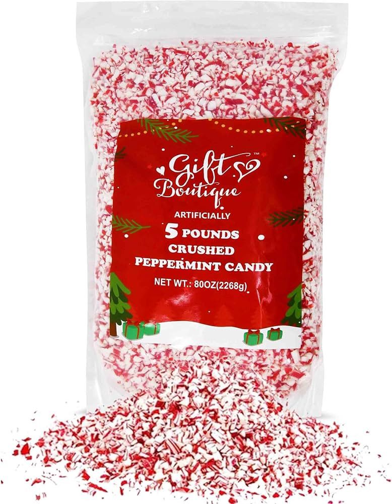 Gift Boutique Christmas Crushed Peppermint Candy Cane Pieces 5 lb Red & White Mint Bits Flavor Sn... | Amazon (US)