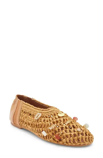 Steve Madden Meela Charm Flat in Tan Raffia/charm at Nordstrom Rack, Size 9.5 | Nordstrom Rack