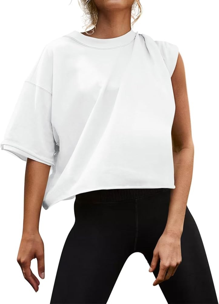 Women's Oversized Crop Tops Short Sleeve Tshirts Boxy T-Shirts Workout Tops Tees Summer Tops for ... | Amazon (US)