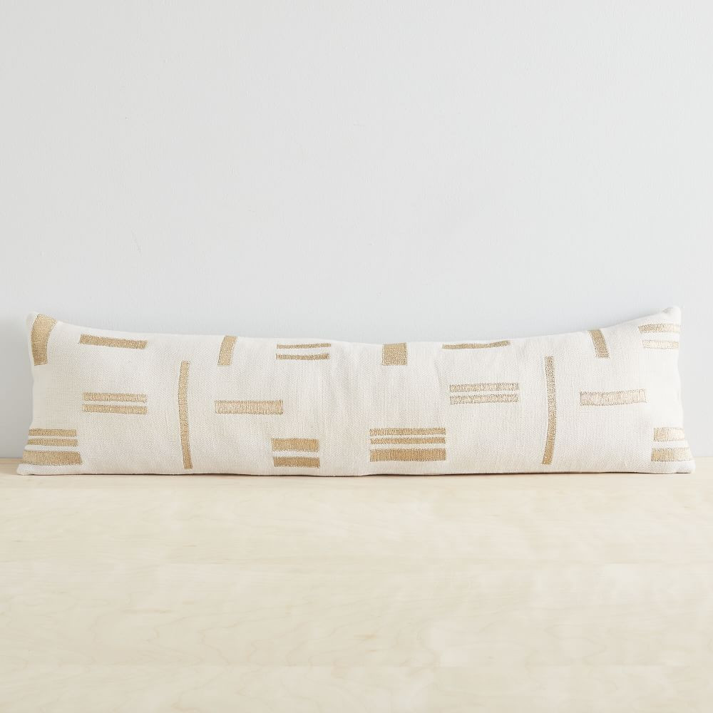 Embroidered Metallic Blocks Pillow Cover | West Elm (US)