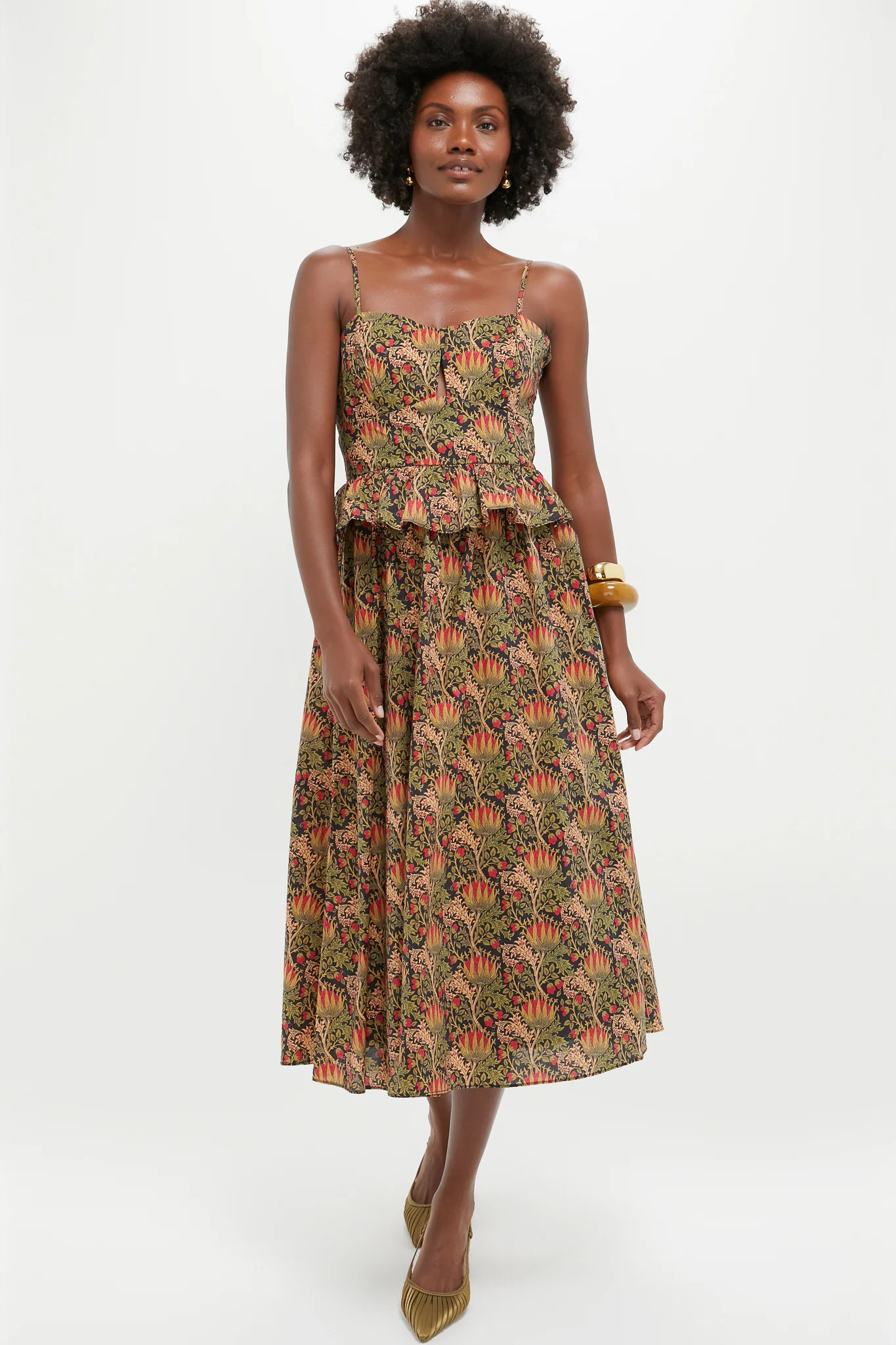 Black Multi Floral Maeve Midi Dress | Tuckernuck (US)