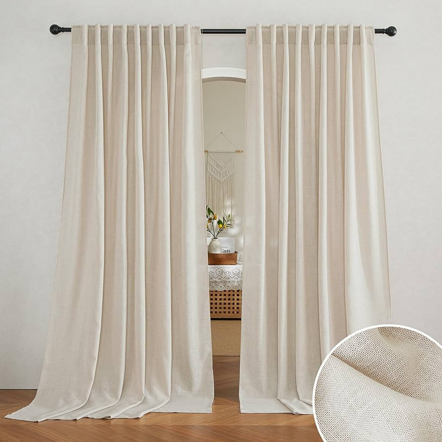 RYB HOME Linen Sheer Curtains 84 inches Length, Glare Light Filter Privacy Sheer Drapes Classy So... | Amazon (CA)