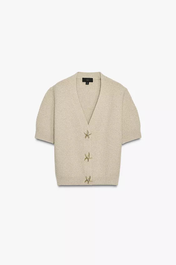 STAR BUTTON TEXTURED KNIT CARDIGAN | Zara UK