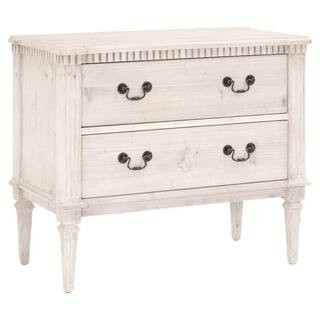 2 Drawers Washed White Reclaimed Pinewood Accent Chest Dresser | The Home Depot