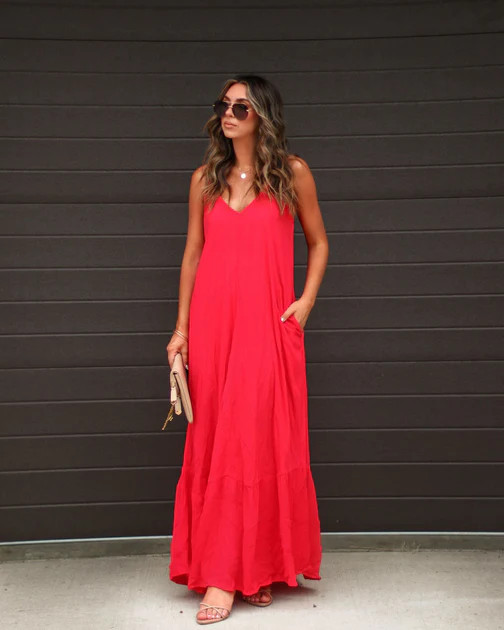 Kimonie Pocketed Maxi Dress - Watermelon | VICI