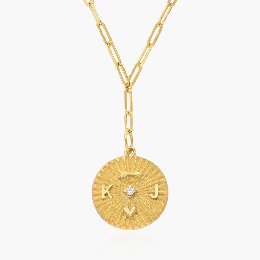 Tyra Initial Medallion Necklace with Diamond - Gold Vermeil | Oak & Luna (US)