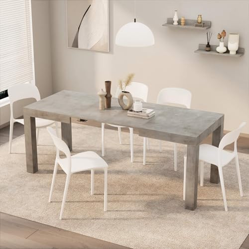 Mobili Fiver, First Extendable Table, 120(200) x80 cm, Concrete Effect, Grey, Made In Italy | Amazon (UK)