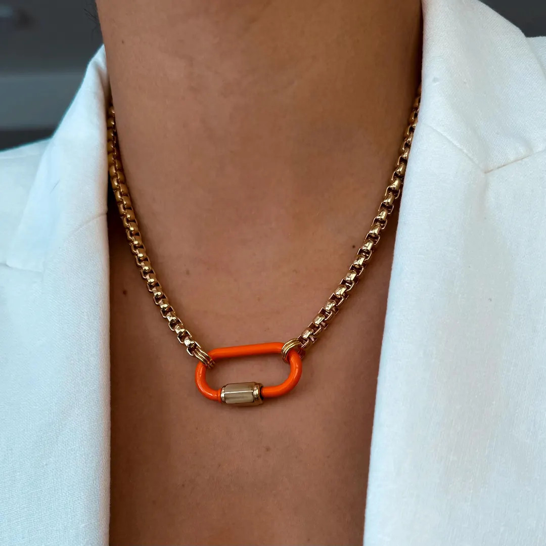 Gift for Mom | Front Clasp Carabiner Necklace | Carabiner Closure Necklace | Enamel Carabiner Cho... | Etsy (US)