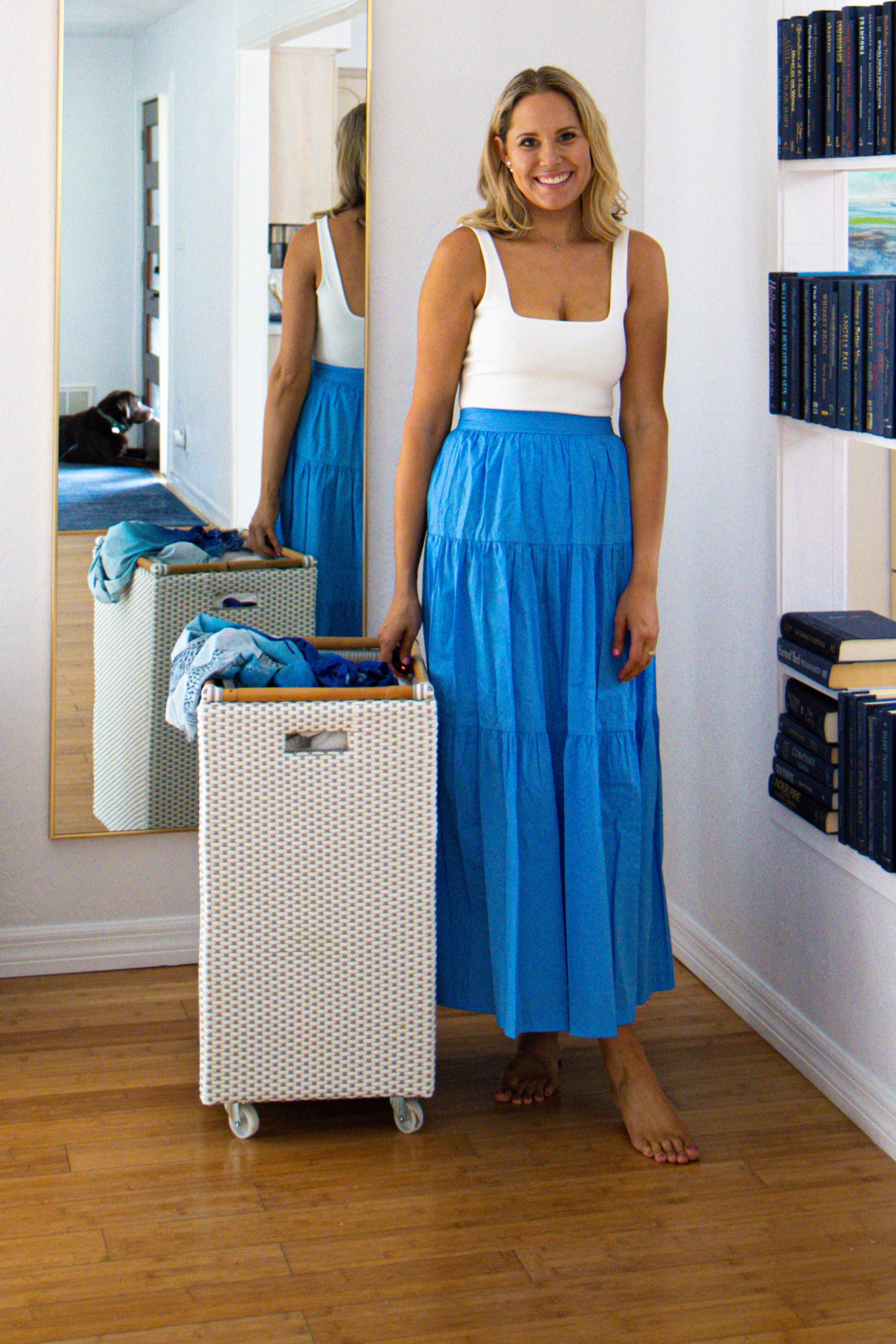 Linking my summer outfit here staud maxi skirt in azule and good American scuba thong bodysuit  

#LTKstyletip #LTKSeasonal