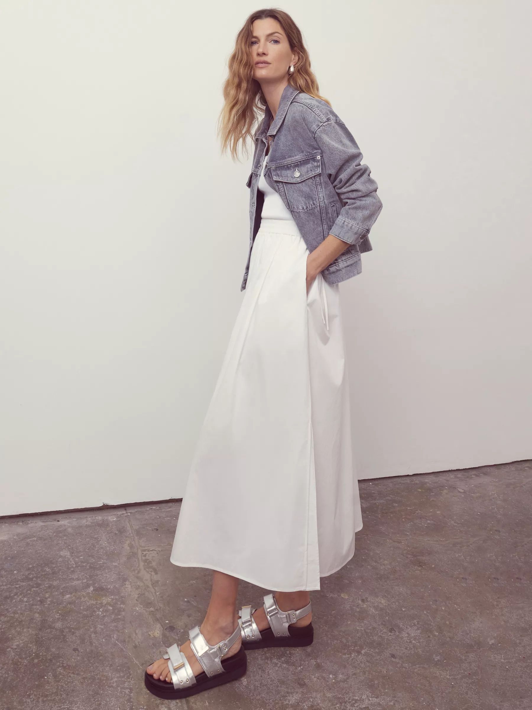 Mint Velvet Cotton Maxi Skirt, White, XS | John Lewis (UK)