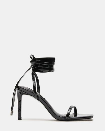 PASSIONATE Black Patent Strappy Square Toe Heel | Women's Heels | Steve Madden (US)