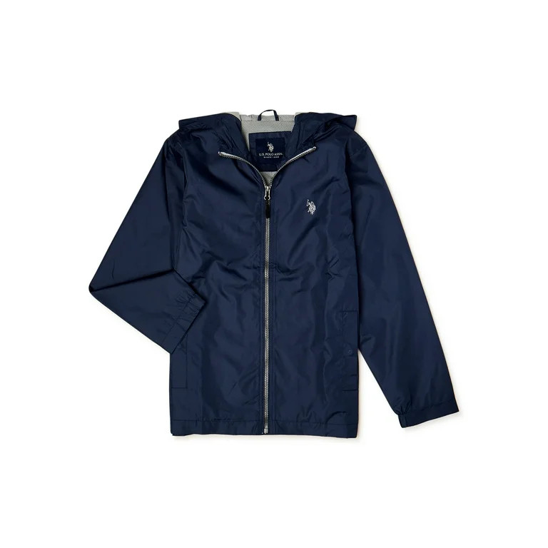 U.S. Polo Assn. Boys' Zip-Front Windbreaker Jacket with Hood, Sizes 4-16 - Walmart.com | Walmart (US)