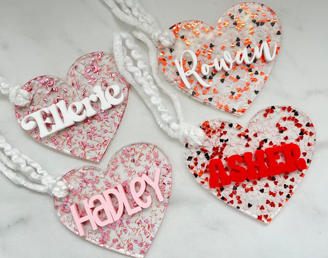 Valentine's Day Basket Tag, Glitter Valentine's Personalized Tag, Valentine's Gift Tag, Valentine... | Etsy (US)