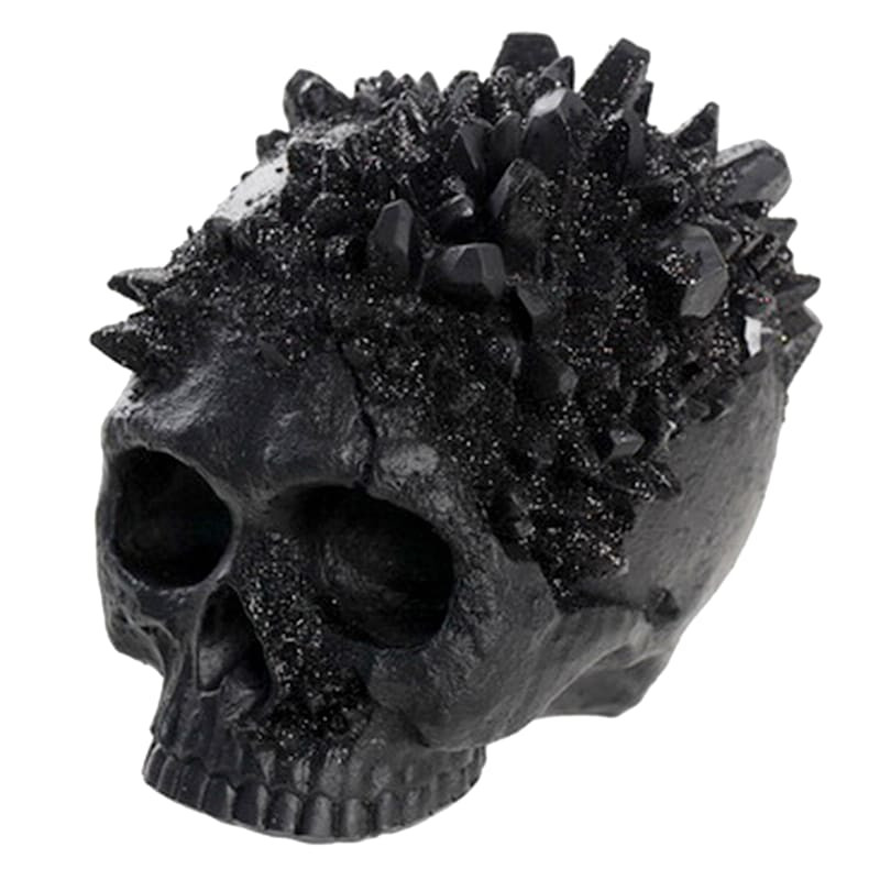 Erie Estates Black Crystal Halloween Skull, 5.5" | At Home