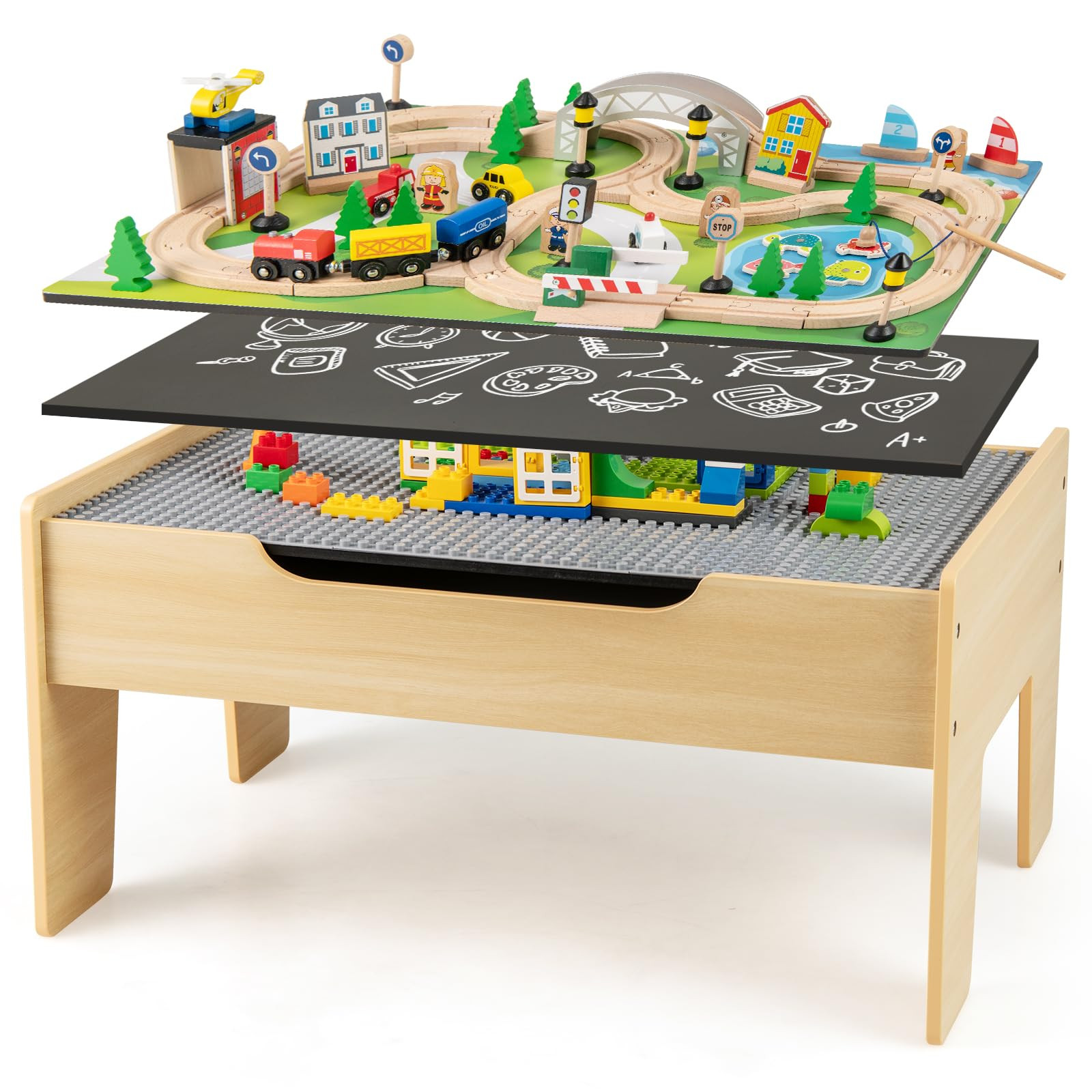 HONEY JOY Train Table, Wooden Kids Activity Ta… | Amazon (US)