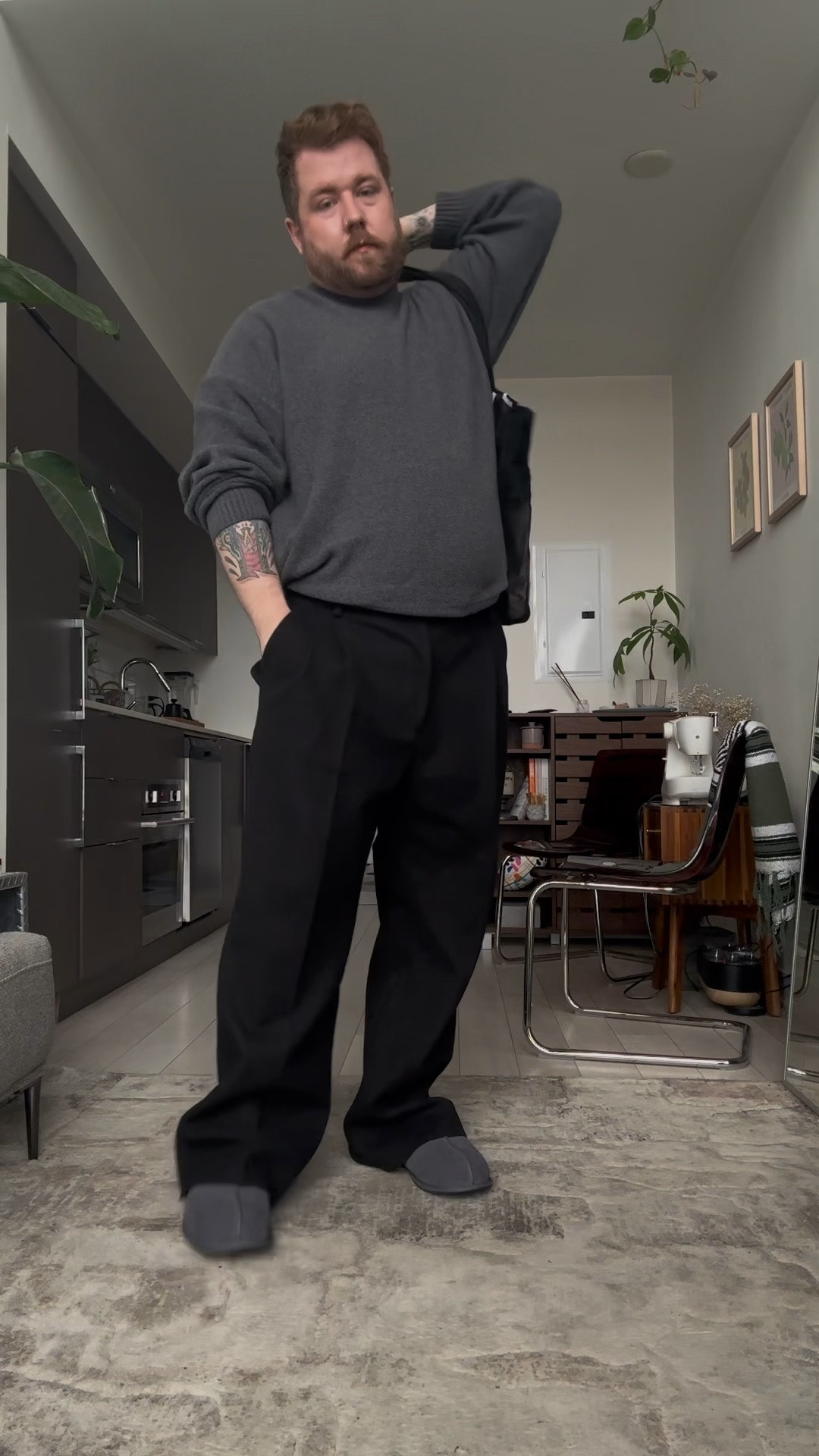 Todays GRWM.
Feels like a very “Kylefrominsta” outfit. Today I didn’t feel like pushing many fashion bounderies except for the footwear. It’s cold but dry, and no snow so a perfect day to just rock some slippers. 

I love the wide leg pleated pant as a bigger guy to balance out my bottom half, but normally I wear them with a bigger shoe so they don’t look as long.

Pants @novamen 
Tank is @amazonca 
Sweater is @abercrombie 
Slippers are @uggcanada 
Rings are @aasstteerriisskk 
Scent is @lelabofragrances 

#ootd #grwm #cozy #comfy #ugg #slippers #sweater #knit #pleatedpant #mensfashion #businesscasual #wideleg #winterfashion #bigguy #2xl #bodypositive

#LTKmens #LTKstyletip #LTKplussize