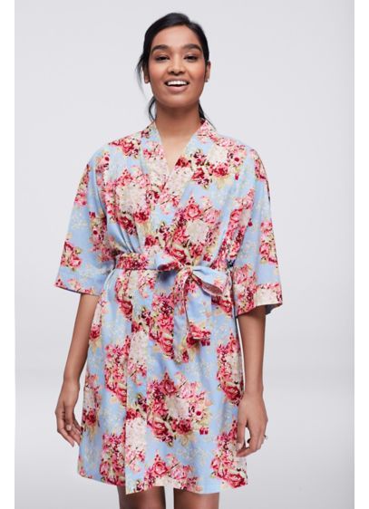 Floral Print Woven Cotton Robe | David's Bridal | Davids Bridal