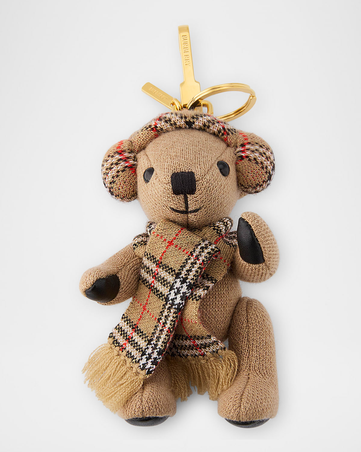 Thomas Check Earmuffs & Scarf Bear Bag Charm | Neiman Marcus
