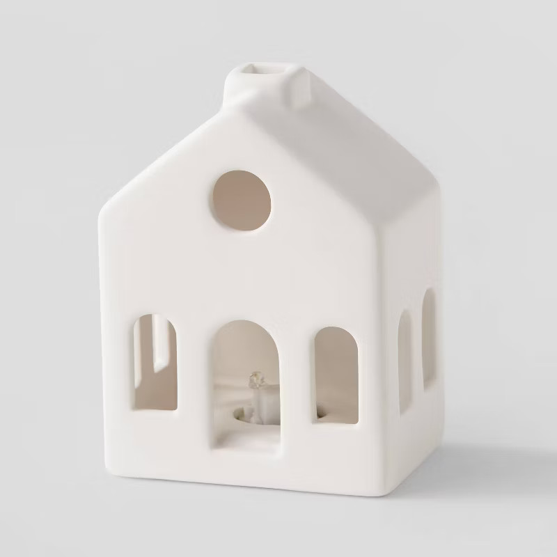 5" Battery Operated Lit Decorative Ceramic House with Round Window White - Wondershop™ | Target