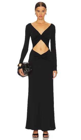 Ava Ruched Maxi Dress in Black | Revolve Clothing (Global)