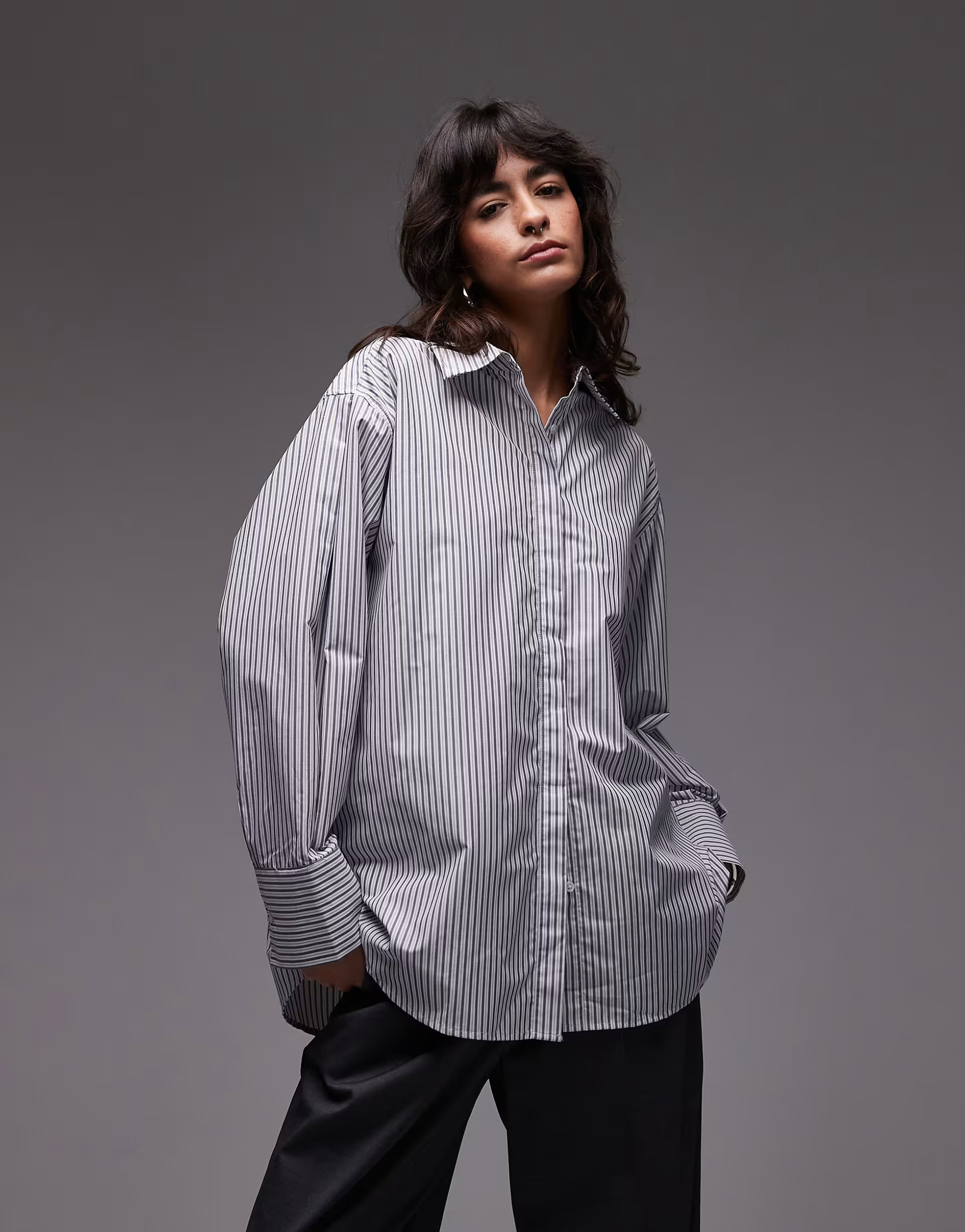 ASOS DESIGN oversized shirt with pleat in mensy stripe | ASOS | ASOS (Global)