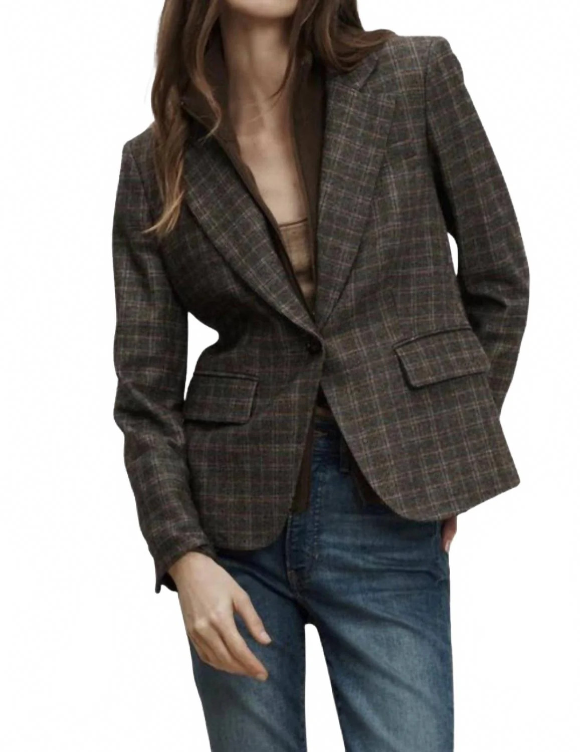 Tyra Plaid Dickey Jacket In Charcoal Multi | Shop Simon