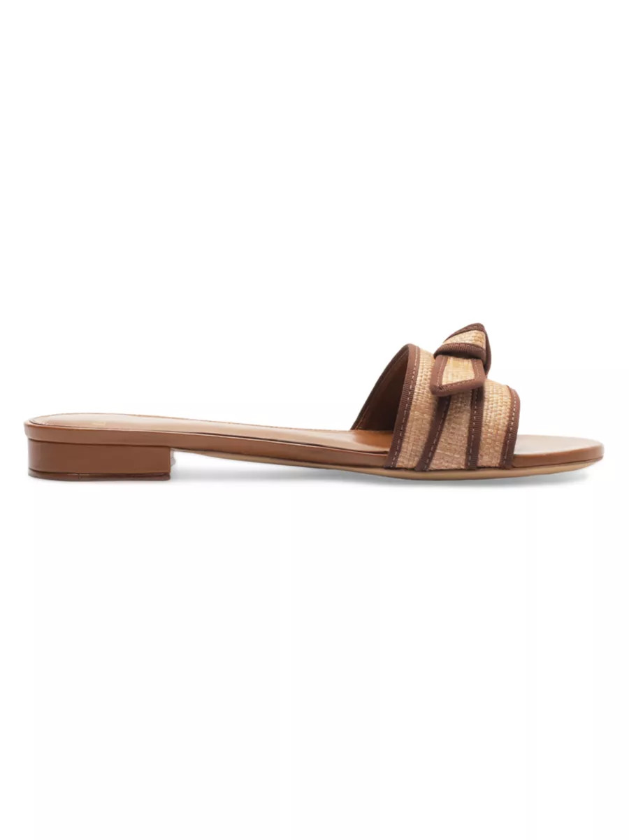 Bow-Detailed Raffia Sandals | Saks Fifth Avenue