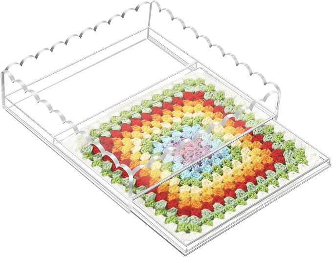 Scalloped Acrylic Tray with Slide Out Drawer 9" x 9" Large Clear Customizable Acrylic Tray for In... | Amazon (US)
