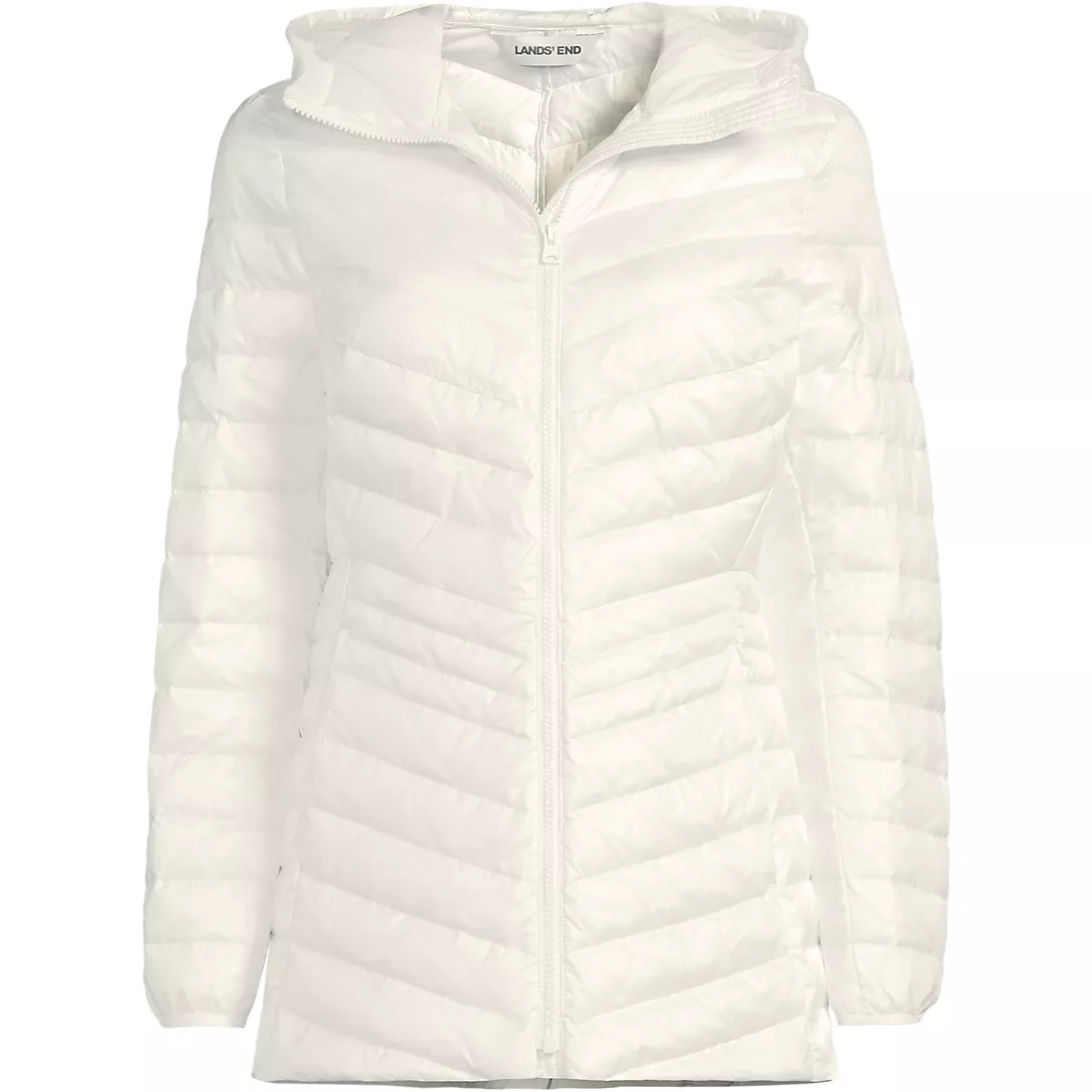 Plus Size Wanderweight Packable Down Long Jacket | Lands' End (US)