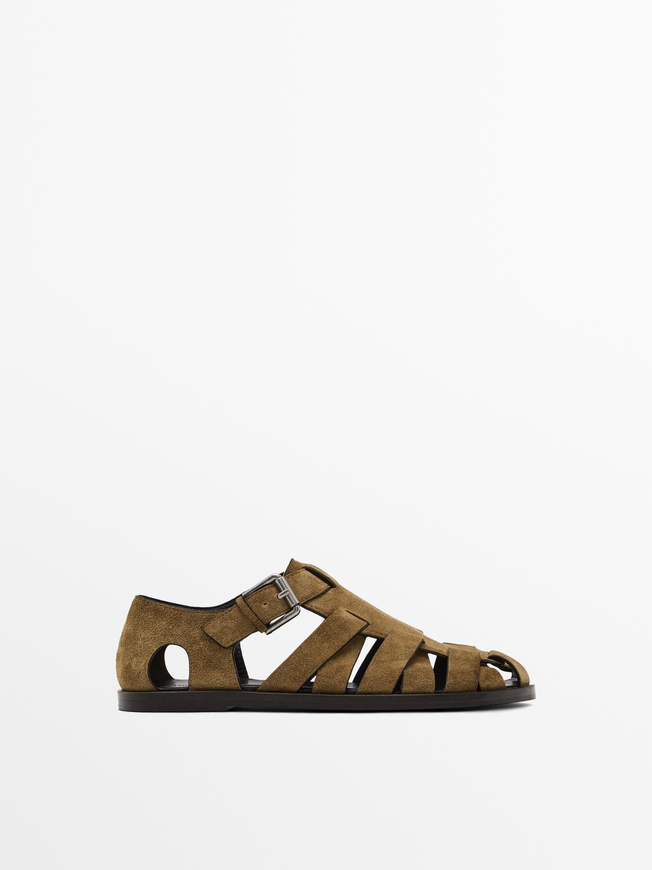Split leather cage sandals | Massimo Dutti UK