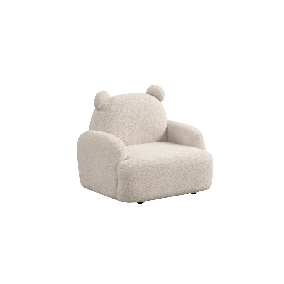 Raelynn 25.5"W Beige Sherpa Bear-Shaped Kids Armchair | Shop Simon