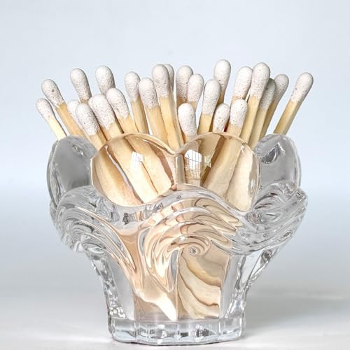 Match Holder with Striker x 3, Glass Matches Holders for 4 Inch,Match Box,Matchstick Holder Jar for Scented Candle on Dining Table Fireplace Bathroom Decoration, Not Include Matches (Cylindrical) | Amazon (US)