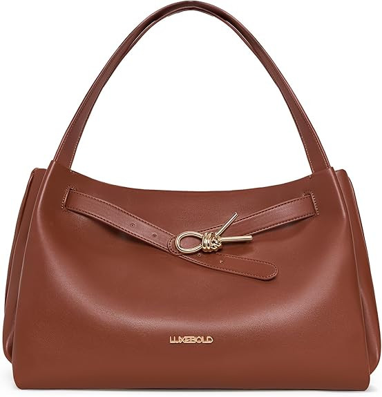 Hobo Bag for Women Soft Shoudler Handbags Slouchy Purses with Belted Detailing | Amazon (US)