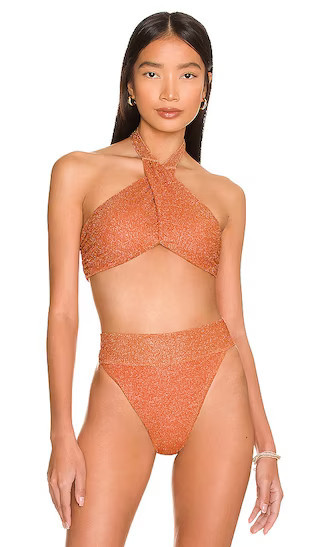 Jessica Bikini Top in Oriole Shine | Orange Bikini | Orange Swimsuit | Tan Bikini | Tan Swimsuit | Revolve Clothing (Global)