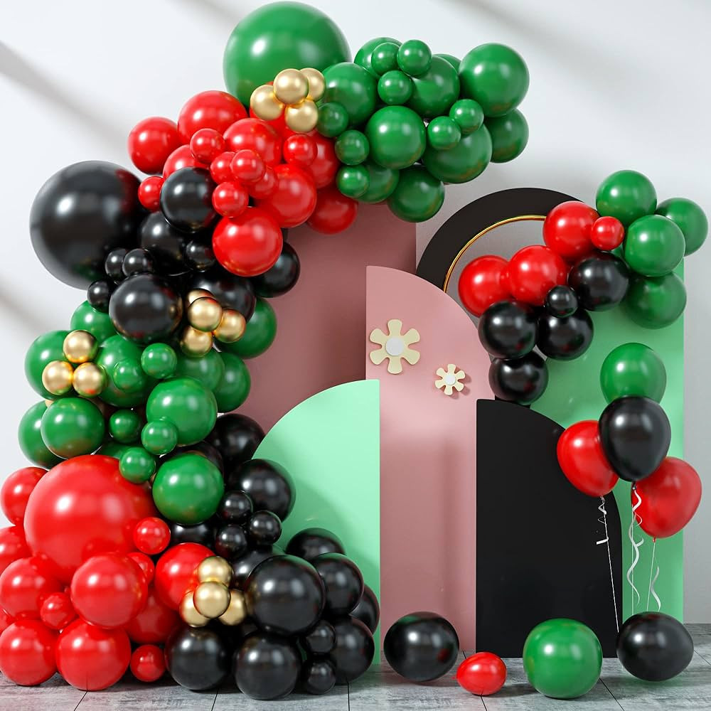126Pcs Balloon Garland Kit Red Green Black, Different Sizes Red Black Dark Green Balloon Arch Kit... | Amazon (US)