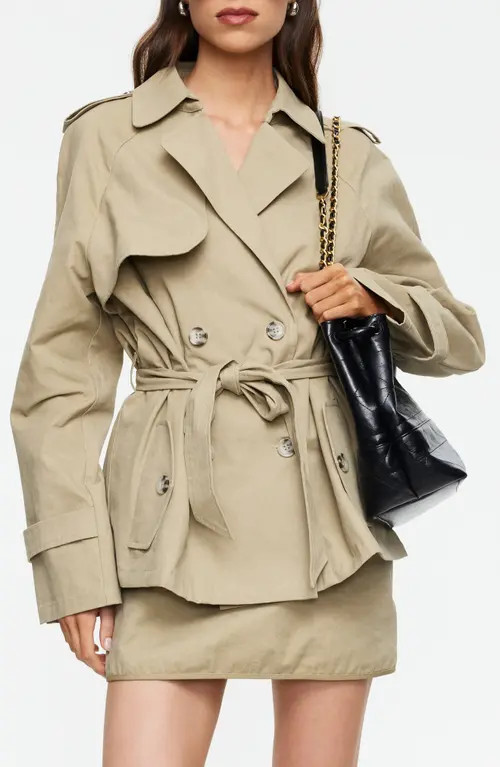 LIONESS Trencherous Crop Coat in Tan at Nordstrom, Size Small | Nordstrom