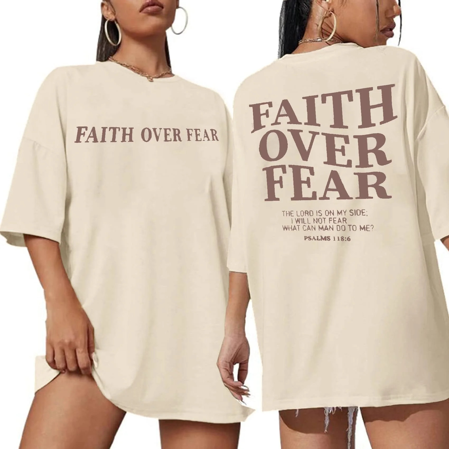 MOUSYA Faith Over Fear Shirt Women Graphic Shirts Oversized Workout Gym Christian Religious Tees ... | Walmart (US)
