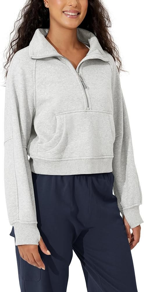ODODOS Women's Fleece Lined Half Zip Sweatshirts Funnel Neck Long Sleeve Oversized Pullover Fall ... | Amazon (US)