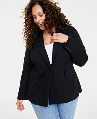 On 34th Trendy Plus Size Longline Ponté-Knit Blazer, Created for Macy's - Macy's | Macy's