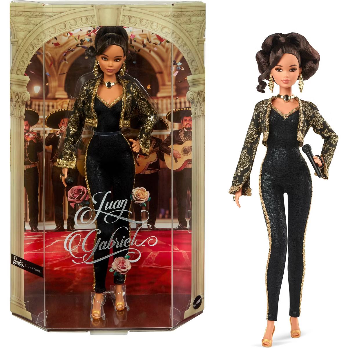 Barbie Signature Juan Gabriel Collectible Doll in Chic Black and Gold Suit | Target