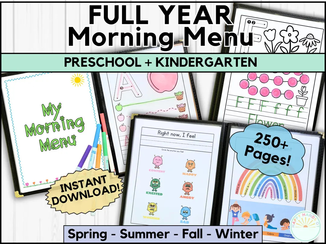 FULL YEAR Morning Menu Preschool Tracing Letters & Handwriting Practice Kindergarten Morning Menu... | Etsy (US)