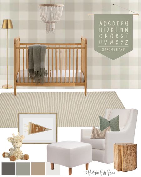 Gender neutral baby nursery mood board, plaid wallpaper for nursery, green nursery inspo #nursery 

#LTKbaby #LTKsalealert #LTKhome