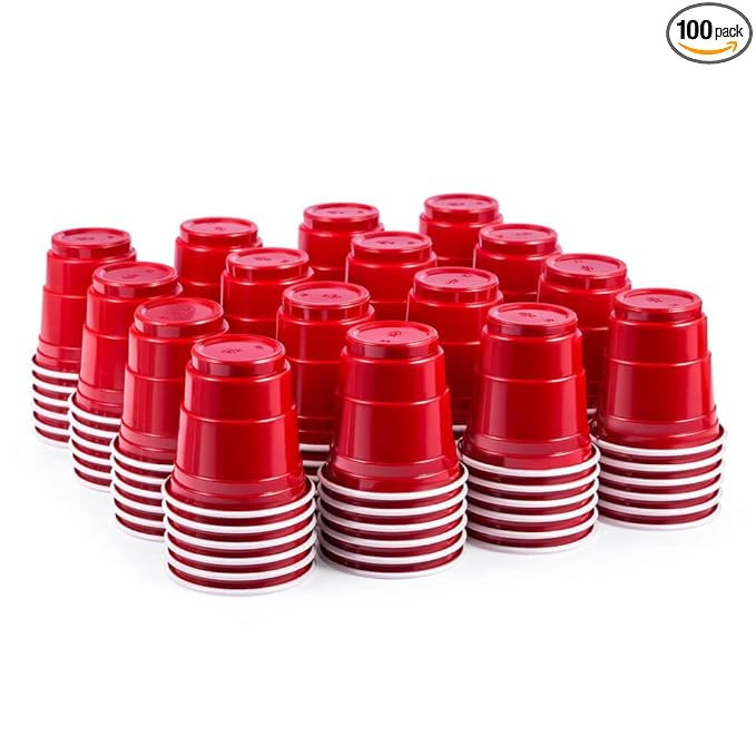 100ct 2oz. Mini Red Shot Cups, Disposable and Small Size Perfect for Party, Tastings, Sample and ... | Amazon (US)