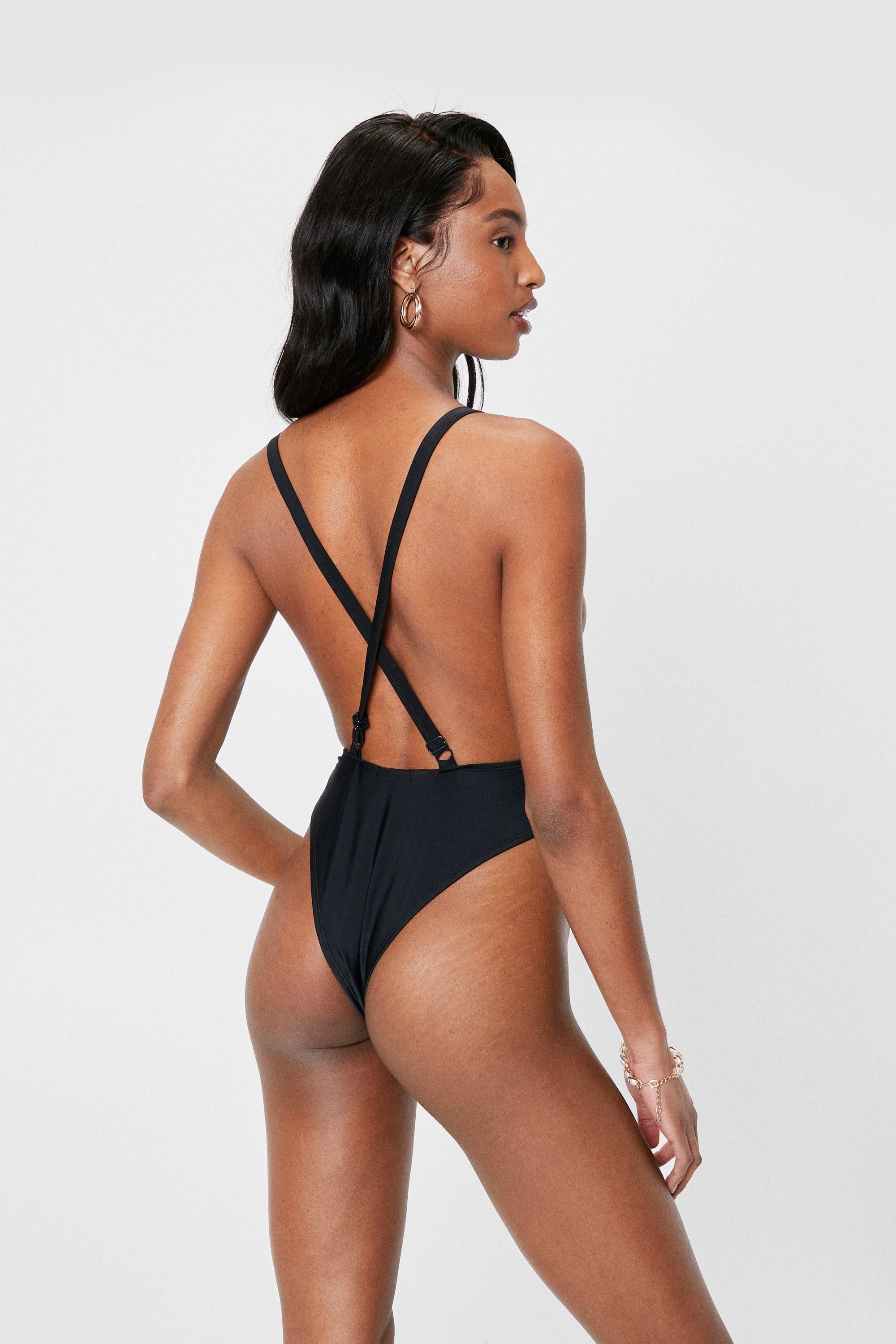 Open Back High Leg Strappy Swimsuit | Nasty Gal (US)